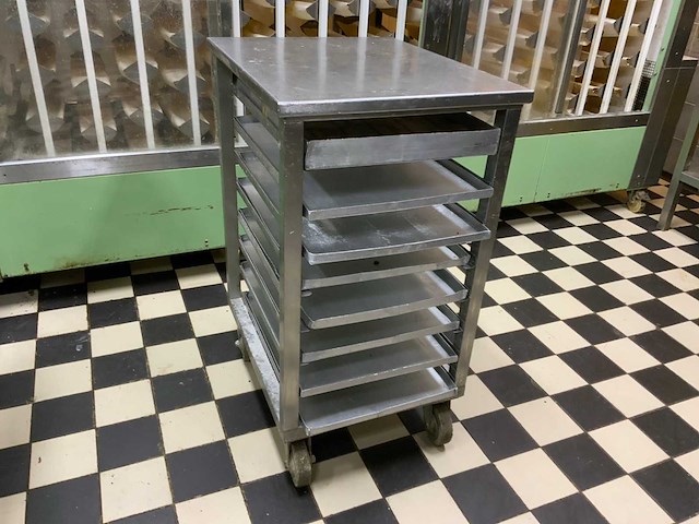 Mobiele rvs patisserie wagen - afbeelding 1 van  4