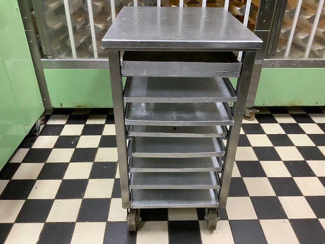 Mobiele rvs patisserie wagen - afbeelding 2 van  4