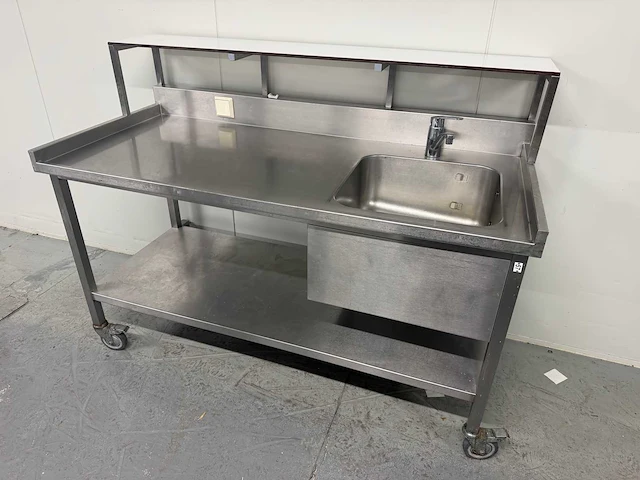 Mobiele rvs spoeltafel - afbeelding 1 van  10