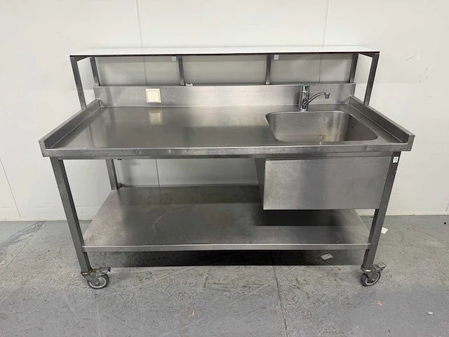 Mobiele rvs spoeltafel - afbeelding 4 van  10