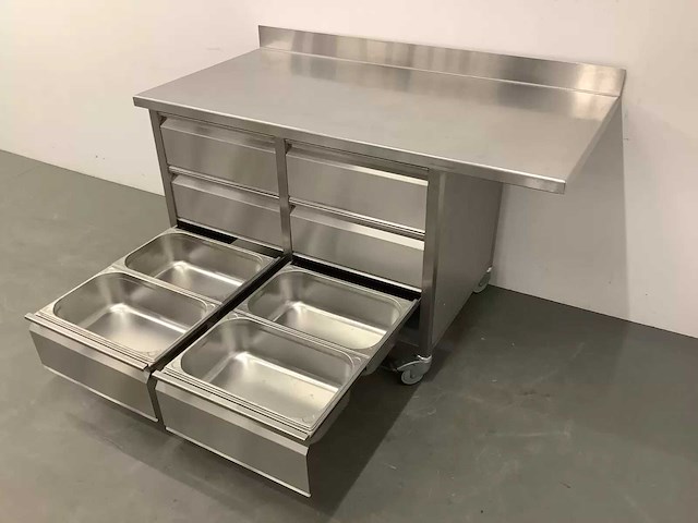 Mobiele rvs werktafel (160 cm) - afbeelding 1 van  8