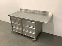 Mobiele rvs werktafel (160 cm) - afbeelding 2 van  8