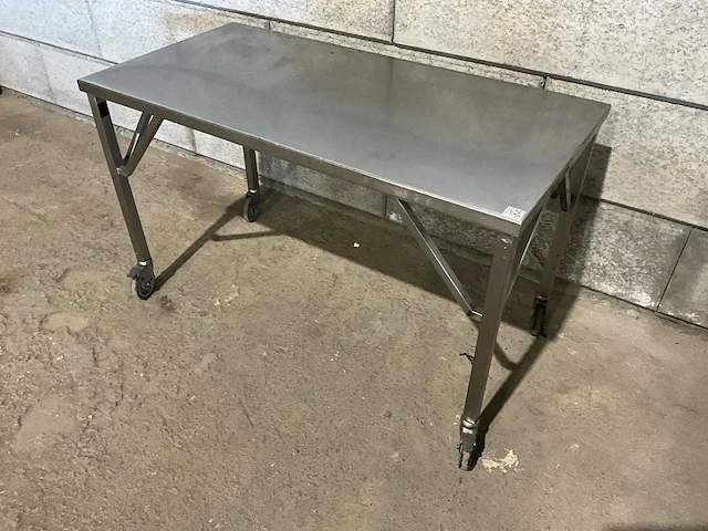 Mobiele rvs werktafel (2x) - afbeelding 1 van  5