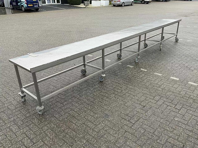 Mobiele rvs werktafel (680 cm) - afbeelding 11 van  12