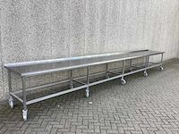 Mobiele rvs werktafel (680 cm) - afbeelding 1 van  7