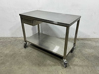 Mobiele rvs werktafel met lade - afbeelding 1 van  3