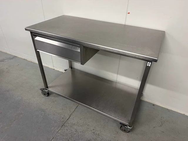 Mobiele rvs werktafel met lade - afbeelding 1 van  7
