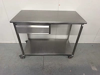 Mobiele rvs werktafel met lade - afbeelding 2 van  7