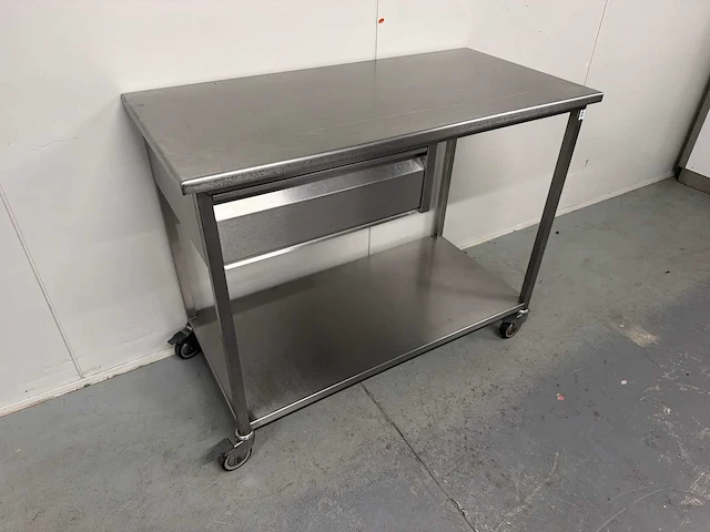Mobiele rvs werktafel met lade - afbeelding 3 van  7
