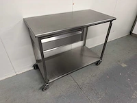 Mobiele rvs werktafel met lade - afbeelding 3 van  7