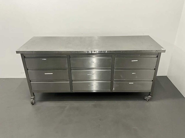 Mobiele rvs werktafel met lades - afbeelding 2 van  6