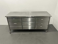 Mobiele rvs werktafel met lades - afbeelding 2 van  6