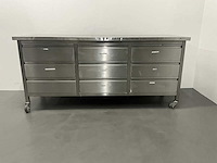 Mobiele rvs werktafel met lades - afbeelding 3 van  6