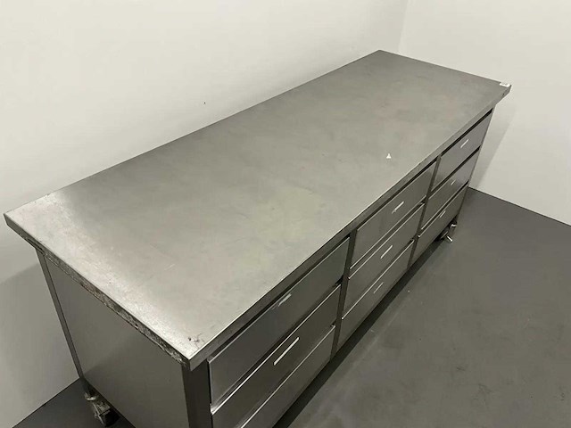 Mobiele rvs werktafel met lades - afbeelding 4 van  6
