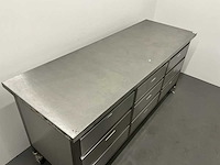 Mobiele rvs werktafel met lades - afbeelding 4 van  6