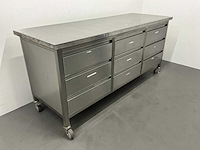 Mobiele rvs werktafel met lades - afbeelding 5 van  6