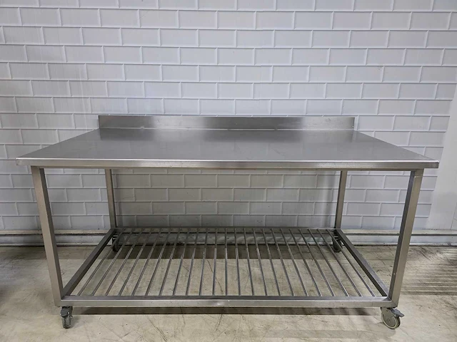 Mobiele rvs werktafel met onderschap - afbeelding 1 van  5