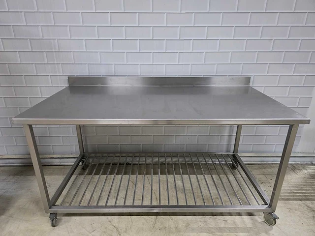 Mobiele rvs werktafel met onderschap - afbeelding 2 van  5
