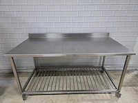 Mobiele rvs werktafel met onderschap - afbeelding 3 van  5