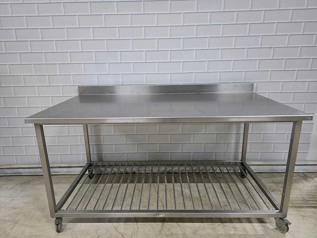 Mobiele rvs werktafel met onderschap - afbeelding 4 van  5