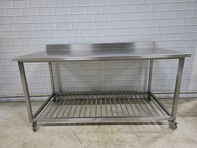 Mobiele rvs werktafel met onderschap - afbeelding 5 van  5