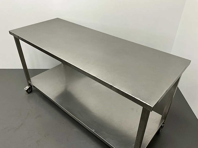 Mobiele rvs werktafel - afbeelding 3 van  4