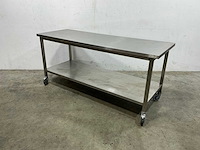 Mobiele rvs werktafel - afbeelding 1 van  4