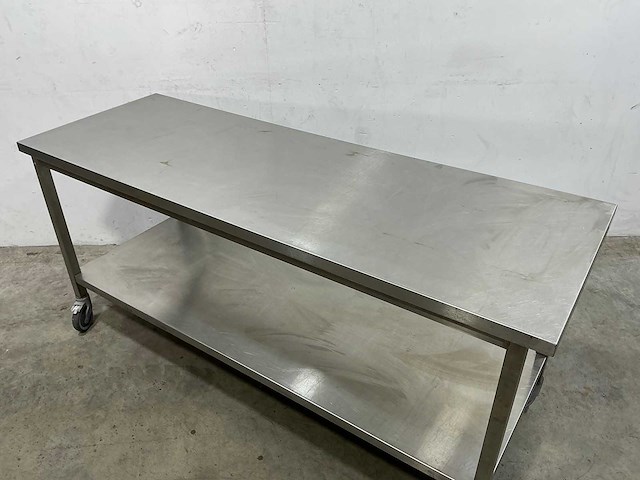 Mobiele rvs werktafel - afbeelding 3 van  4