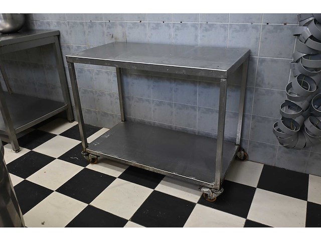 Mobiele rvs werktafel - afbeelding 1 van  3