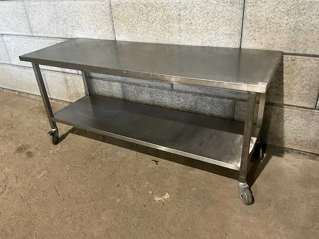 Mobiele rvs werktafel - afbeelding 1 van  5