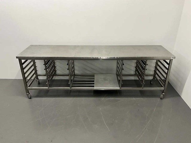 Mobiele rvs werktafel - afbeelding 1 van  3