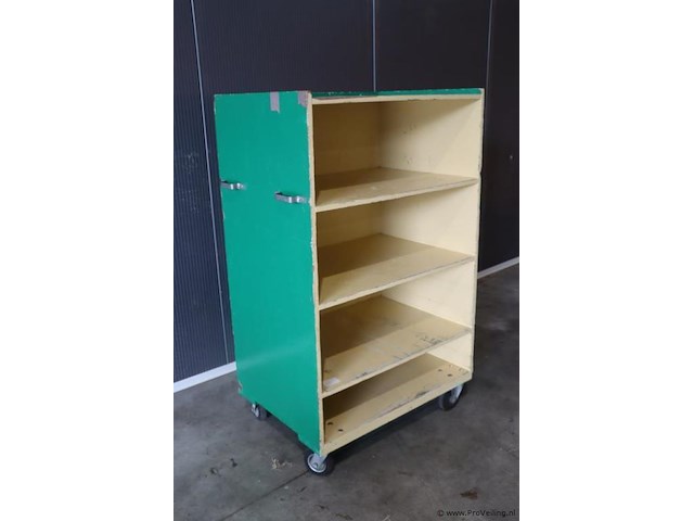 Mobiele schappenwagen, hout - afbeelding 1 van  7