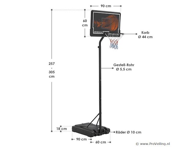 Mobiele verstelbare basketbalring 3,5 meter hoog - afbeelding 2 van  8