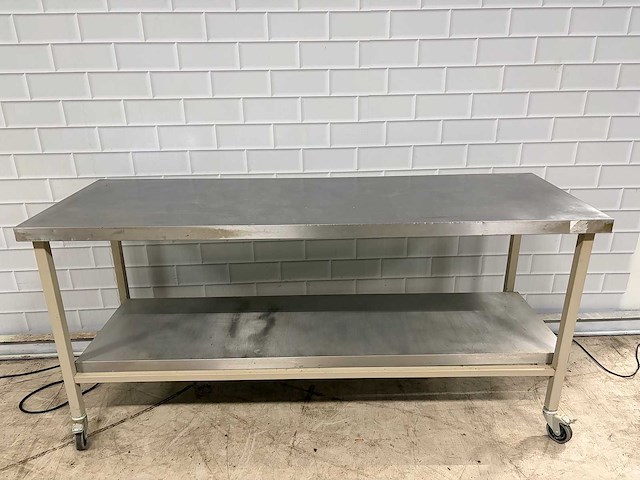 Mobiele werkbank rvs/staal - afbeelding 1 van  3