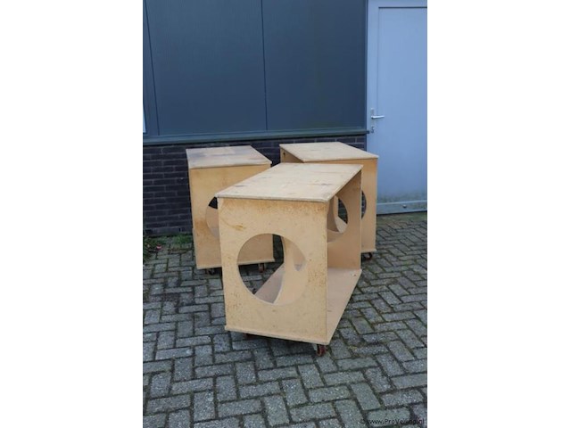 Mobiele werkbanken van mdf - 3 stuks - afbeelding 1 van  5