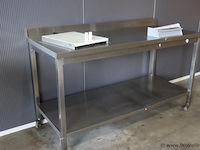 Mobiele werktafel, rvs & folie dispenser & kaassnijplank met kaas snijdraad - afbeelding 1 van  11