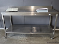 Mobiele werktafel, rvs & folie dispenser & kaassnijplank met kaas snijdraad - afbeelding 4 van  11