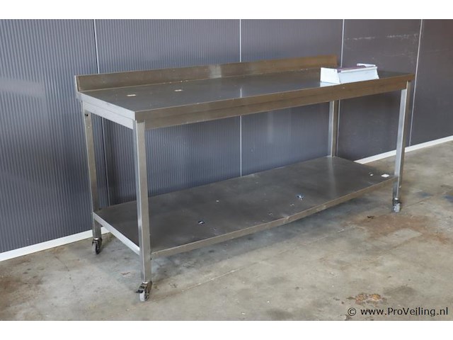 Mobiele werktafel, rvs incl. rol folie in dispenser - afbeelding 1 van  10