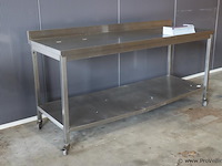 Mobiele werktafel, rvs incl. rol folie in dispenser - afbeelding 1 van  10