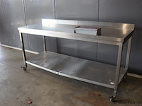 Mobiele werktafel, rvs incl. rol folie in dispenser - afbeelding 3 van  10
