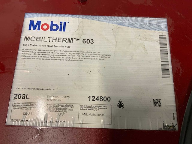 Mobil mobiltherm 603 high perfomance 208l olie drum - afbeelding 3 van  5