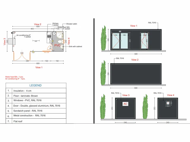 Mobile woonunit tiny home 240 x 600 x 250 - afbeelding 14 van  17