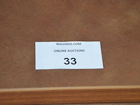 Moderne bruin houten staantafel afm. 220x80x110 , 8 moderne barkrukken bruine rug en zit - afbeelding 7 van  10