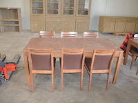 Moderne bruin rechthoekige tafel afm. 180x80 , 6 stoelen bruin rug en zit - afbeelding 1 van  8