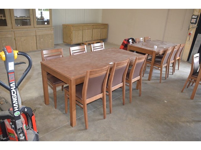 Moderne bruin rechthoekige tafel afm. 180x80 , 6 stoelen bruin rug en zit - afbeelding 2 van  8