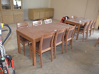 Moderne bruin rechthoekige tafel afm. 180x80 , 6 stoelen bruin rug en zit - afbeelding 2 van  8