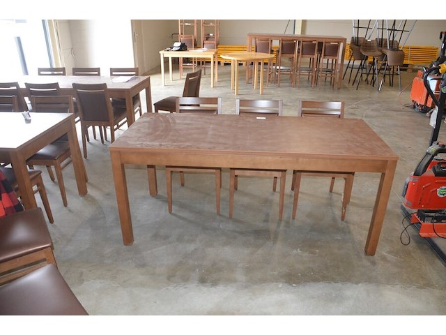 Moderne bruin rechthoekige tafel afm. 180x80 , 6 stoelen bruin rug en zit - afbeelding 3 van  8