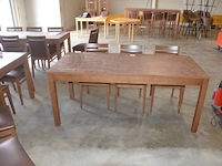Moderne bruin rechthoekige tafel afm. 180x80 , 6 stoelen bruin rug en zit - afbeelding 3 van  8
