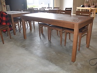 Moderne bruin rechthoekige tafel afm. 180x80 , 6 stoelen bruin rug en zit - afbeelding 4 van  8