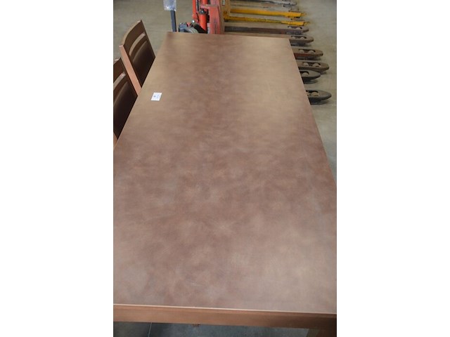 Moderne bruin rechthoekige tafel afm. 180x80 , 6 stoelen bruin rug en zit - afbeelding 6 van  8